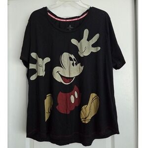 Disney Parks Mickey Mouse Graphic T-Shirt Black Crew Neck Short Sleeve‎ 2X